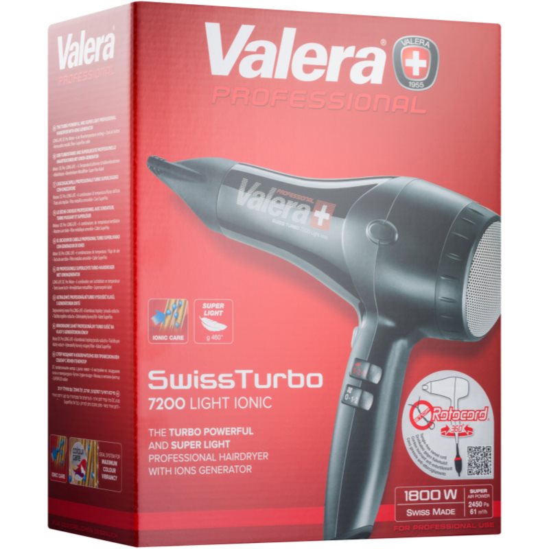 Valera Swiss Turbo 7200 Light Ionic Rotocord професійний фен для волосся з іонізатором
Valera Swiss Turbo 7200 Light Ionic Rotocord професійний фен для волосся з іонізатором