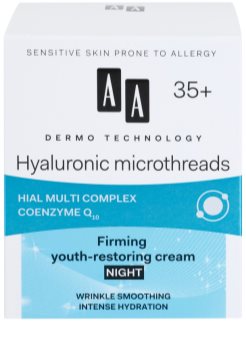 AA Cosmetics Dermo Technology Hyaluronic Microthreads verjüngende und glättende Nachtcreme 35+