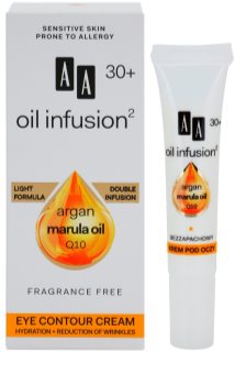 AA Cosmetics Oil Infusion2 Argan Marula 30+ crème anti-rides yeux effet hydratant