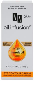 AA Cosmetics Oil Infusion2 Argan Marula 30+ crème anti-rides yeux effet hydratant
