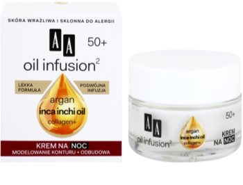 AA Cosmetics Oil Infusion2 Argan Inca Inchi 50+ нощен регенериращ крем с моделиращ ефект