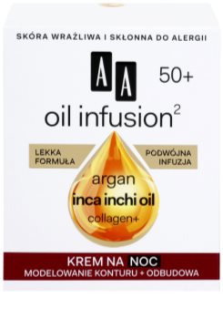 AA Cosmetics Oil Infusion2 Argan Inca Inchi 50+ нощен регенериращ крем с моделиращ ефект