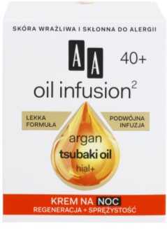 AA Cosmetics Oil Infusion2 Argan Tsubaki 40+ crema notte rigenerante effetto antirughe