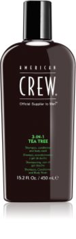 American Crew Hair & Body 3-IN-1 Tea Tree σαμπουάν, μαλακτικό και τζελ για ντους 3 σε 1 για άντρες