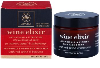 Apivita Wine Elixir Red Wine & Beeswax feszesítő ránctalanító krém száraz bőrre