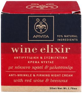 Apivita Wine Elixir Red Wine & Beeswax noćna krema za učvršćivanje protiv bora
