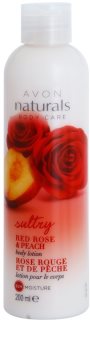 Avon Naturals Body hidratáló testápoló vörös rózsával és őszibarackkal