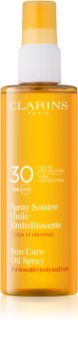 Clarins Sun Protection αντηλιακό λάδι για σώμα και μαλλιά SPF 30