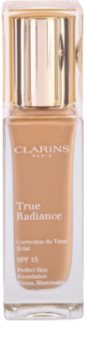 Clarins Face Make-Up True Radiance освітлюючий та зволожуючий тональний крем SPF 15