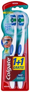 Colgate 360° Whole Mouth Clean escovas de dentes média 2 pçs