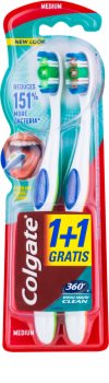 Colgate 360° Whole Mouth Clean brosses à dents medium 2 pcs