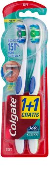 Colgate 360° Whole Mouth Clean cepillos de dientes suaves 2 uds