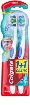 Colgate 360° Whole Mouth Clean brosses à dents medium 2 pcs