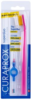 Curaprox 5460 Ultra Soft Superduo zubná kefka + náhradné medzizubné kefky s držiakom