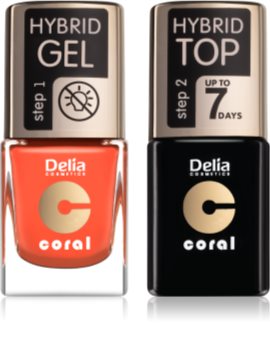 Delia Cosmetics Coral Nail Enamel Hybrid Gel kosmetická sada (na nehty) pro ženy