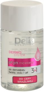 Delia Cosmetics Dermo System agua micelar limpiadora para contorno de ojos y labios 3 en 1
