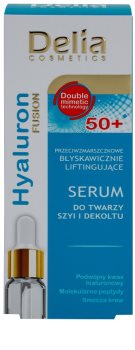 Delia Cosmetics Hyaluron Fusion 50+ feszesítő szérum arcra, nyakra és dekoltázsra