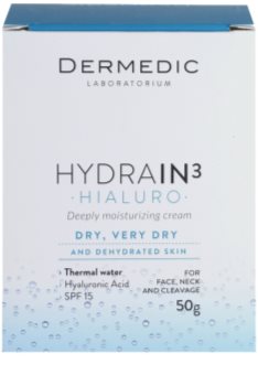 Dermedic Hydrain3 Hialuro tiefenwirksame feuchtigkeitsspendende Creme LSF 15