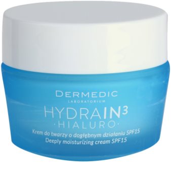Dermedic Hydrain3 Hialuro tiefenwirksame feuchtigkeitsspendende Creme LSF 15