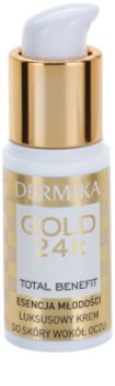 Dermika Gold 24k Total Benefit luxuriöse verjüngende Creme für die Augenpartien