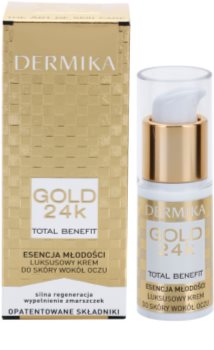 Dermika Gold 24k Total Benefit luxuriöse verjüngende Creme für die Augenpartien