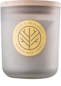 DW Home Cedar & Bergamont dišeča sveča 320,35 g z lesenim stenjem