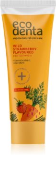 Ecodenta Green Wild Strawberry Flavoured zubní pasta pro děti s vůní lesních jahod a extraktem z mrkve