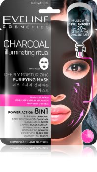 Eveline Cosmetics Charcoal Illuminating Ritual Super Hydraterende Reinigings Textiel Masker
