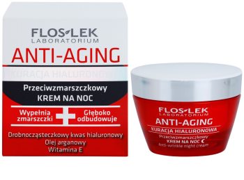 FlosLek Laboratorium Anti-Aging Hyaluronic Therapy nočna vlažilna krema proti gubam
