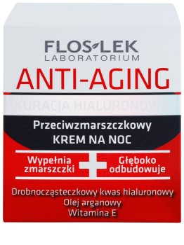 FlosLek Laboratorium Anti-Aging Hyaluronic Therapy nočna vlažilna krema proti gubam