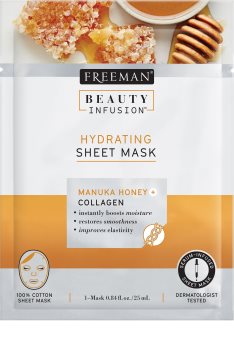 Freeman Beauty Infusion Manuka Honey + Collagen masque en tissu hydratant pour tous types de peau