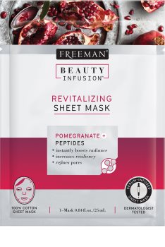 Freeman Beauty Infusion Pomegranate + Peptides masque en tissu revitalisant pour tous types de peau