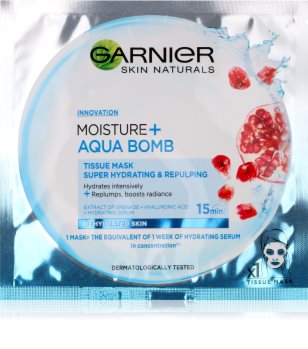 Garnier Skin Naturals Moisture+Aqua Bomb masque en tissu ultra hydratant et comblant visage