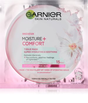 Garnier Skin Naturals Moisture+Comfort super vlažilna pomirjevalna tekstilna maska za suho in občutljivo kožo