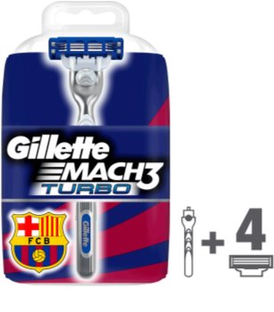 Gillette Mach 3 Turbo FCBarcelona máquina de barbear + refil de lâminas 4 pçs