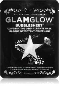 Glam Glow Bubblesheet čistiaca plátienková maska s aktívnym uhlím pre rozjasnenie pleti