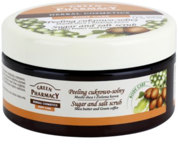 Green Pharmacy Body Care Shea Butter & Green Coffee exfoliante a base de azúcar y sal