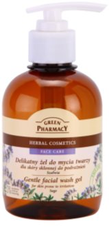 Green Pharmacy Face Care Sage Gel de limpeza suave para a pele propensa a irritação