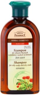 Green Pharmacy Hair Care Ginseng Shampoo für fettige Haare und trockene Haarspitzen