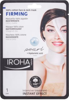 Iroha Firming Pearl bombažna maska za obraz in vrat z bisernim in hialuronskim serumom