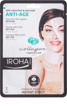 Iroha Anti - Age Collagen bavlnená maska na tvár a krk s kolagénom a hyalurónovým sérom