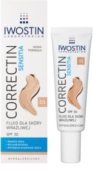 Iwostin Sensitia Correctin стійкий тонуючий заспокоюючий флюїд для чутливої та алергічної шкіри SPF 30