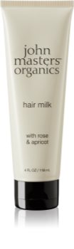 John Masters Organics Rose & Apricot λοσιόν χωρίς ξέβγαλμα για ξηρά άκρα μαλλιών