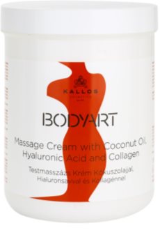 Kallos BodyArt crema para masaje con aceite de coco, ácido hialurónico y colágeno