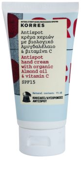 Korres Almond Oil & Vitamin C crema para manos para eliminar manchas de pigmentación SPF 15