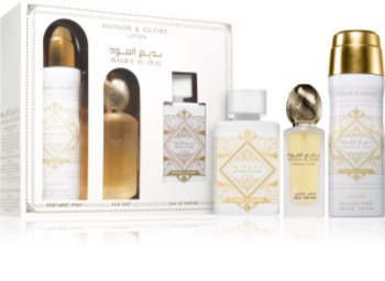 lattafa honor & glory woda perfumowana 100 ml   zestaw 