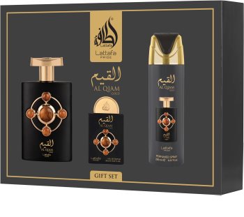 lattafa al qiam gold woda perfumowana 100 ml   zestaw  