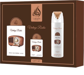 lattafa vintage radio woda perfumowana 100 ml   zestaw 