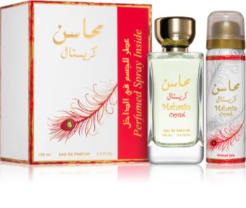 lattafa mahasin crystal woda perfumowana 100 ml   zestaw 