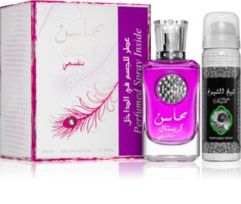 lattafa mahasin crystal violet woda perfumowana 100 ml   zestaw 